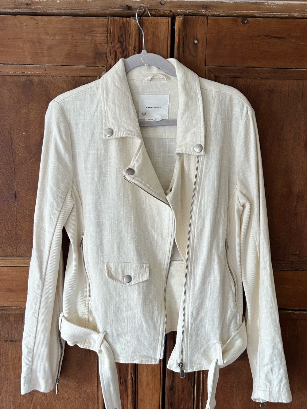 Anthropologie Linen Moto Jacket